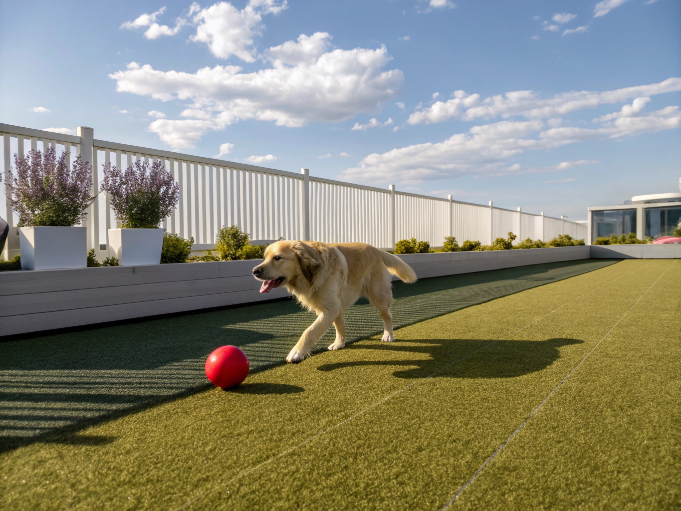 Happy dog playing in a pest-free yard