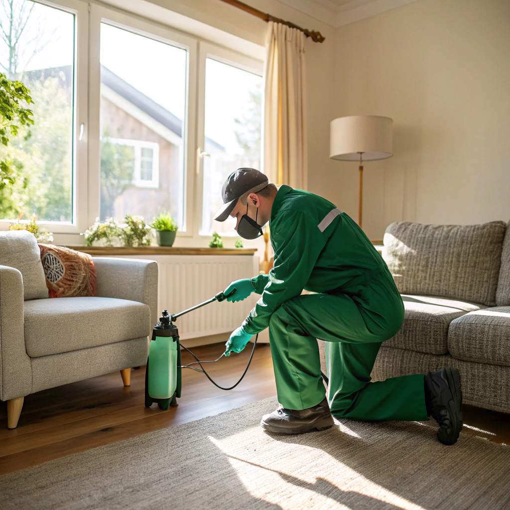 Professional applying eco-friendly pest barrier
