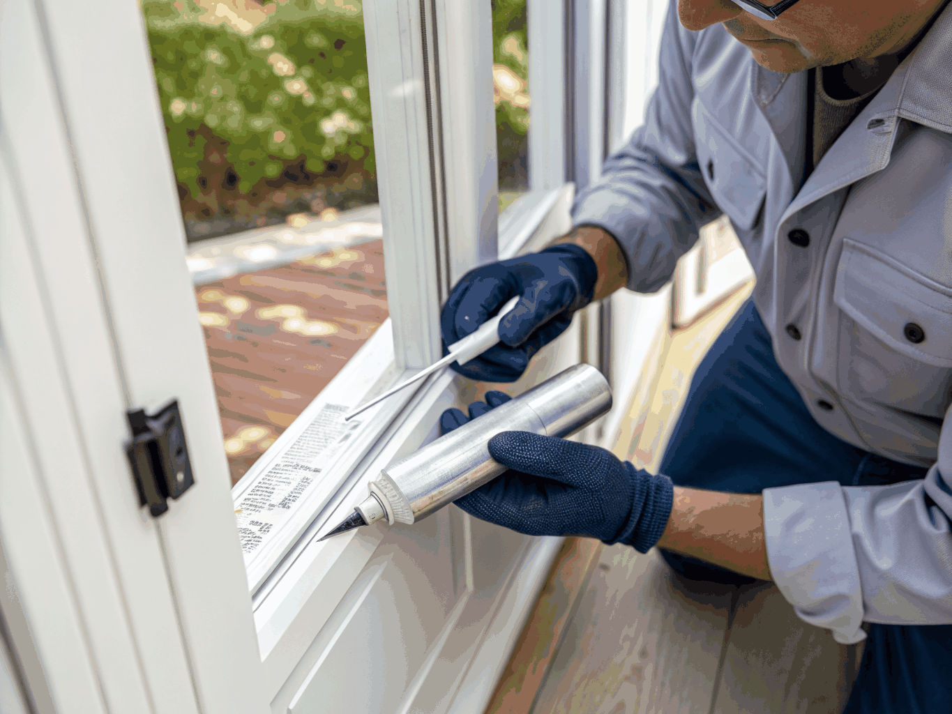Technician sealing a structural gap with professional grade materials